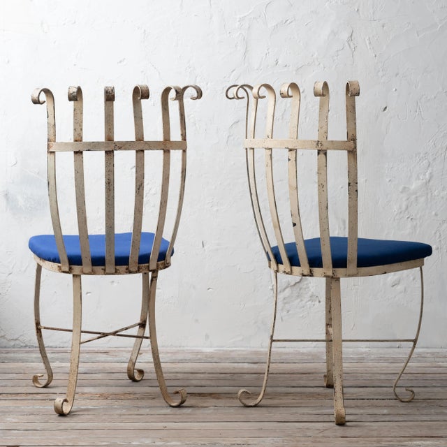 French Scrolled Wrought Iron Chairs - Set of 4 For Sale - Image 3 of 8