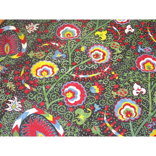 Late 20th Century Colorful Suzanni Embroidery rug no. 9582 For Sale - Image 5 of 10