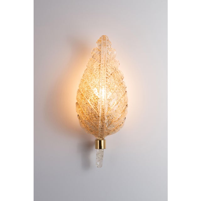 Mid-Century Modern Frosted Glass Leaf Wall Lamp from Hillebrand Leuchten, Germany, 1970s For Sale - Image 3 of 11
