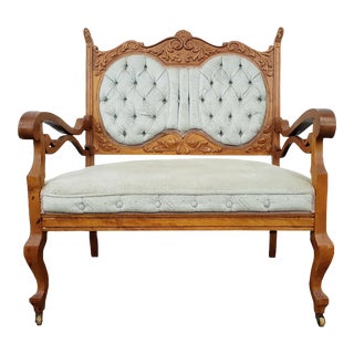 Mid 20th Century Victorian Style Settee Parlor Bench For Sale