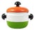 Orange, White and Green Enameled Pot with Lid attributed to Carl Auböck, Austria, 1970s For Sale