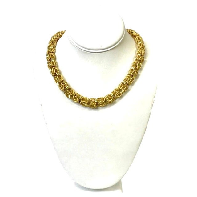 Italian Vintage Italian 14k Gold Woven Link Necklace and Bracelet Set For Sale - Image 3 of 18