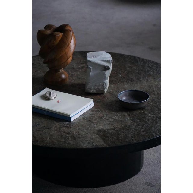 french Round Brutalist Coffee Table in Stone and Steel, 1960s For Sale - Image 4 of 16