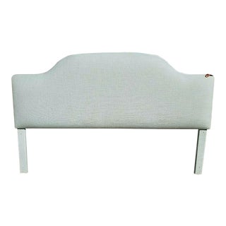 Suzanne Kasler for Ballard Designs Camden Padded French Blue Linen King Headboard For Sale