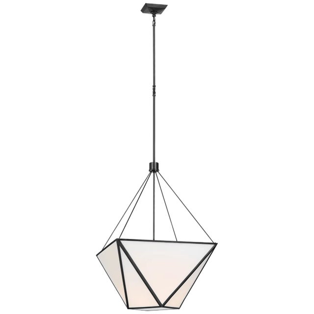 Lorino Large Lantern in Bronze with White Glass Designer: Julie Neill Fixture Height: 34" Min. Custom Height: 40.5" O/A...