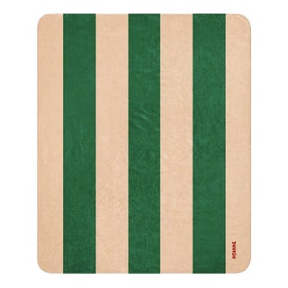 Green and Beige Striped Boreal Blanket by Moanne For Sale