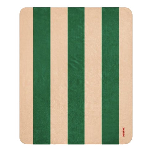 Green and Beige Striped Boreal Blanket by Moanne For Sale