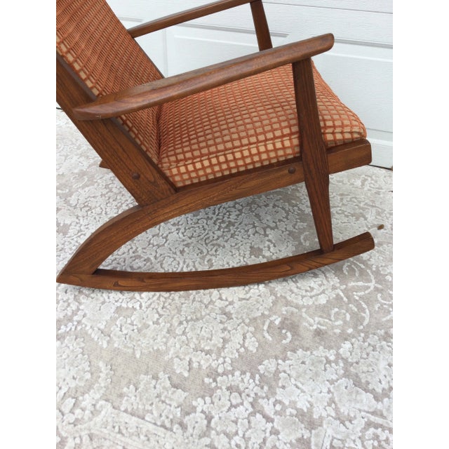 Orange Vintage Mid-Century Modern Walnut Rocking Chair For Sale - Image 8 of 11