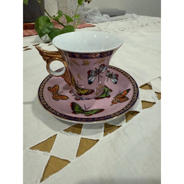 Traditional Classic Coffee &Tea Butterfly Porcelain Set 6 pcs with original box For Sale - Image 3 of 10