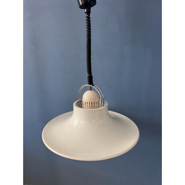 Metal Mid-Century Modern Pendant Lamp in White & Chrome from Dijkstra For Sale - Image 7 of 12