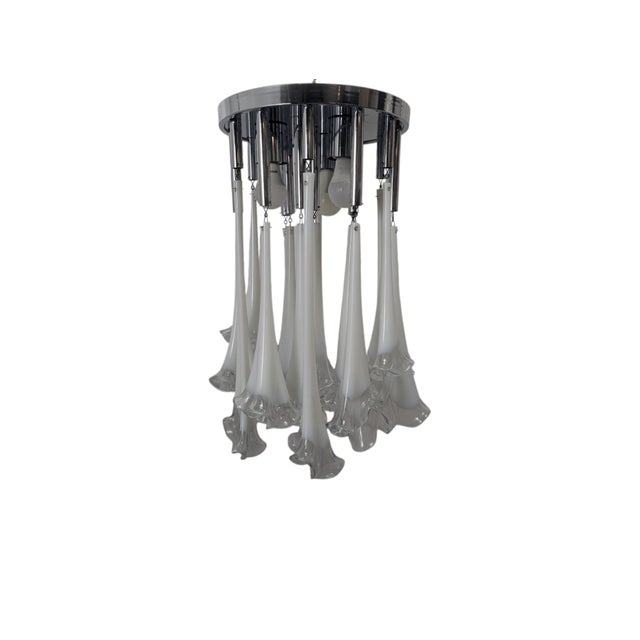 Silver Vintage Murano Glass Pendant Light, 1970s For Sale - Image 8 of 8