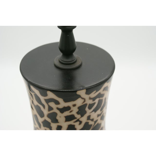 Ivory Late 20th Century Black & Ivory Geometric Chulucanas Pottery Lamp – Handcrafted Peruvian Art- Tribal Vase For Sale - Image 8 of 9