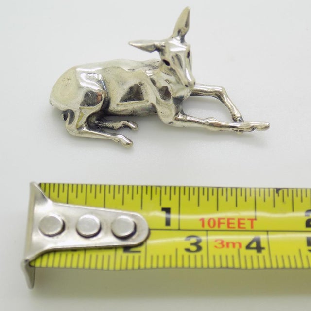 Vintage Italian Handmade Sterling Silver Sitting Deer Figurine, 1980s For Sale - Image 12 of 13