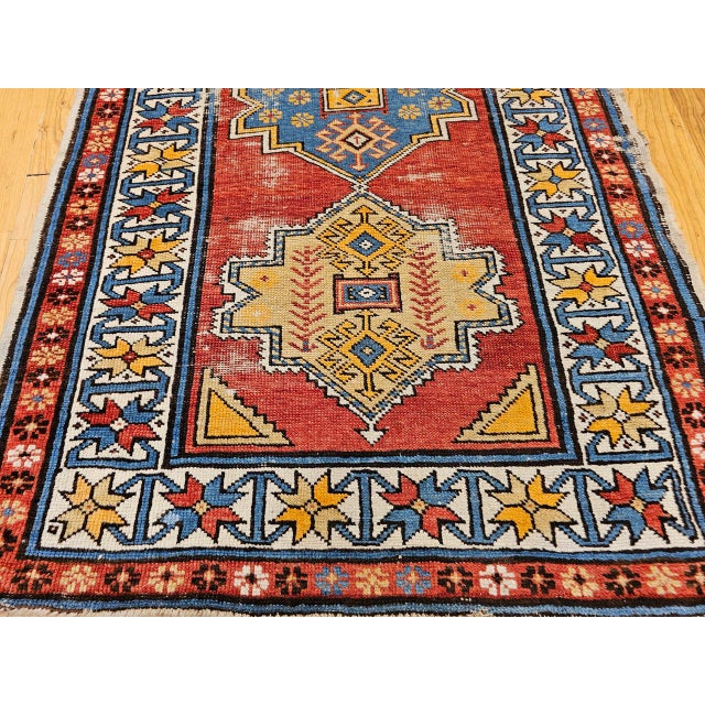 Vintage Handwoven Caucasian Kazak Rug, Geometric Pattern, Red & Ivory, 4' x 7' For Sale - Image 13 of 18