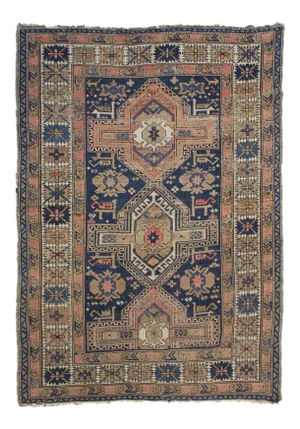 Antique Hand Knotted Kazak Rug - 4'0" x 5'4"