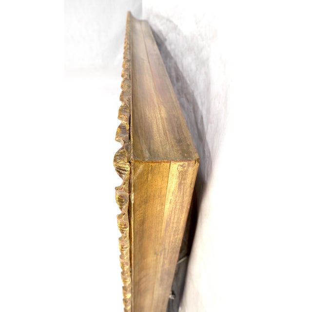 Wood Scallop Edge 40x50 Carved & Gold Gilt Rectangle Frame c1940s Wall Mirror MInt! For Sale - Image 7 of 13