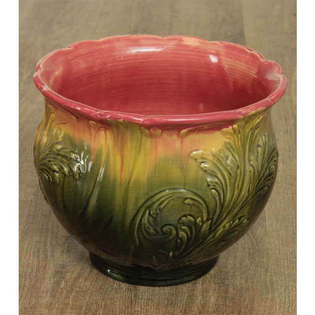 Antique Victorian Majolica Jardiniere Planter on Stand Chairish