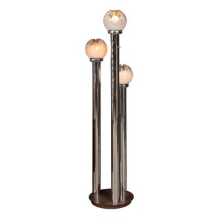 20th Century Italian Chrome and Glass Floor Lamp by Mazzega, 1970 For Sale