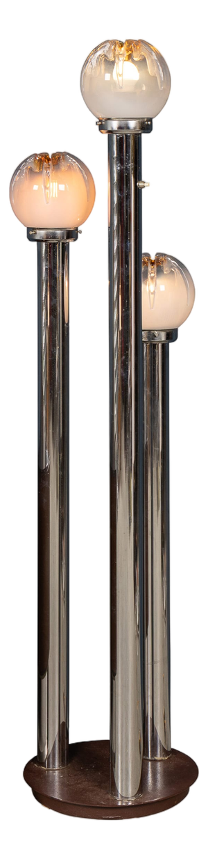 20th Century Italian Chrome and Glass Floor Lamp by Mazzega, 1970