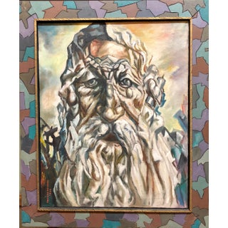 Maurice Newman, Holocaust Memorial Oil Painting Judaica Rabbi Composed of Figures Artists Frame, 1964 For Sale