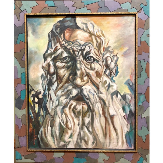Maurice Newman, Holocaust Memorial Oil Painting Judaica Rabbi Composed of Figures Artists Frame, 1964 For Sale