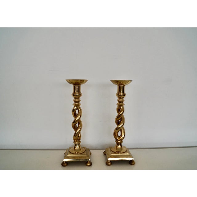 Dorothy Draper Vintage Hollywood Regency Solid Brass Spiral Candle Holders - a Pair For Sale - Image 4 of 12