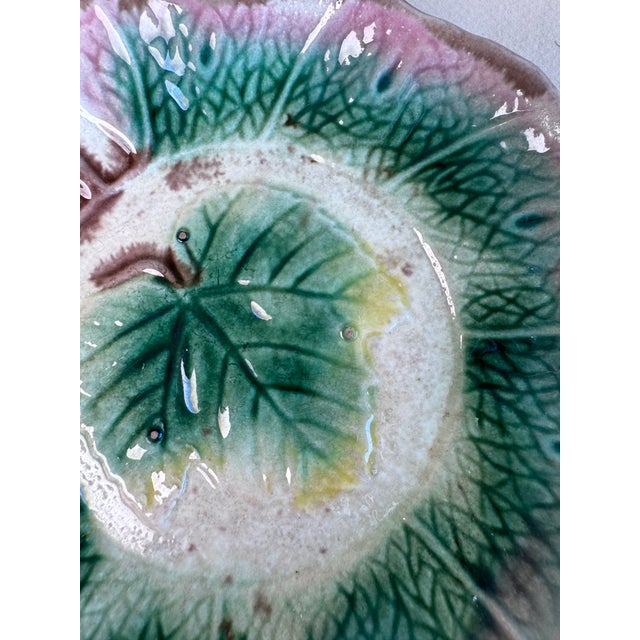 English Majolica Leaf Plate For Sale - Image 3 of 8