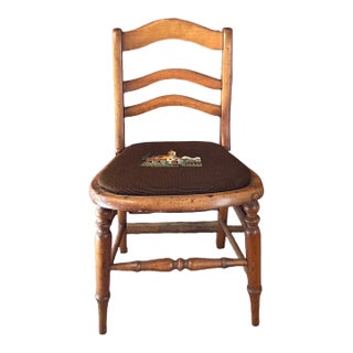 Early 1900s Antique Child’s Needlepoint Chair For Sale