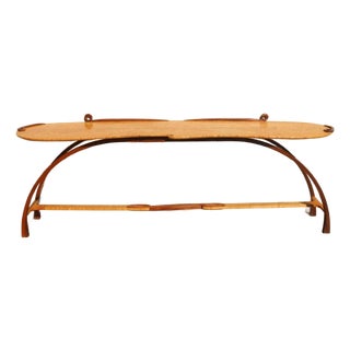 Mid-Century Sculptural Bird’s-Eye Maple & Rosewood Console Table, 1980s For Sale