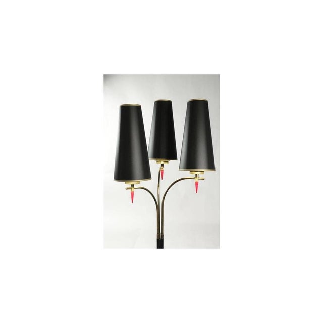 Black Standing Floor Lamp in Metal and Brass, 1960s For Sale - Image 8 of 9