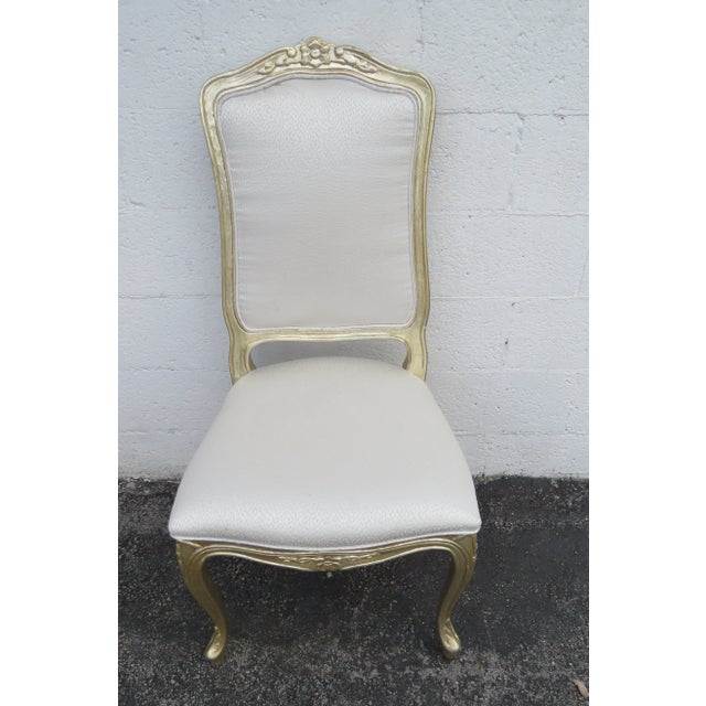 French Painted Carved High Back Desk Vanity Chair 3788 For Sale - Image 11 of 12