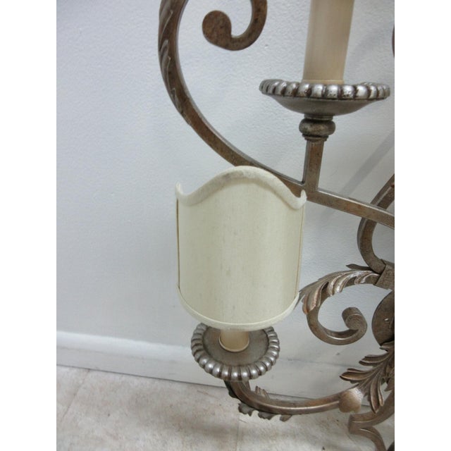 Metal 1990s Fine Art Lamps French Regency Wrought Iron Acanthus Leaf Wall Sconce Lamp B For Sale - Image 7 of 11
