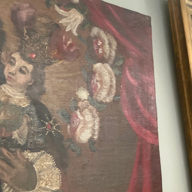 Antique Cusco School Painting on Wood of Virgin and Child For Sale - Image 10 of 12