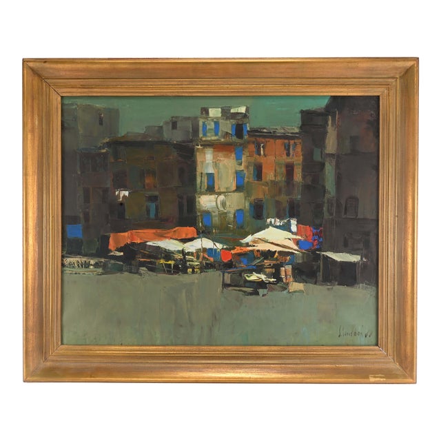 Nicola Simbari (Italian, 1927-2012) Oil on Canvas "Via Monserrato" For Sale