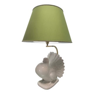 Pigeon-Shaped Porcelain Lamp with Fabric Lampshade, 1970s For Sale
