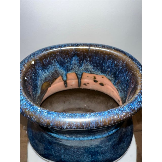 Pair Chinoiserie Blue Black Glazed Vases Sculptural Decor For Sale In Denver - Image 6 of 12