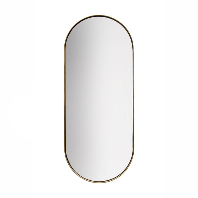 Italian Oval Mizar Wall Mirror in Burnished Metal For Sale - Image 6 of 6