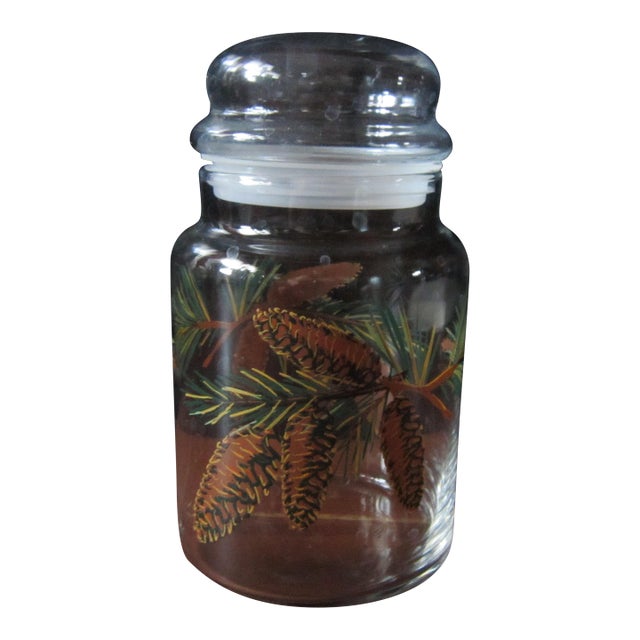 Libbey Pinecone Glass Apothecary Canister Jar With Lid, Vintage For Sale