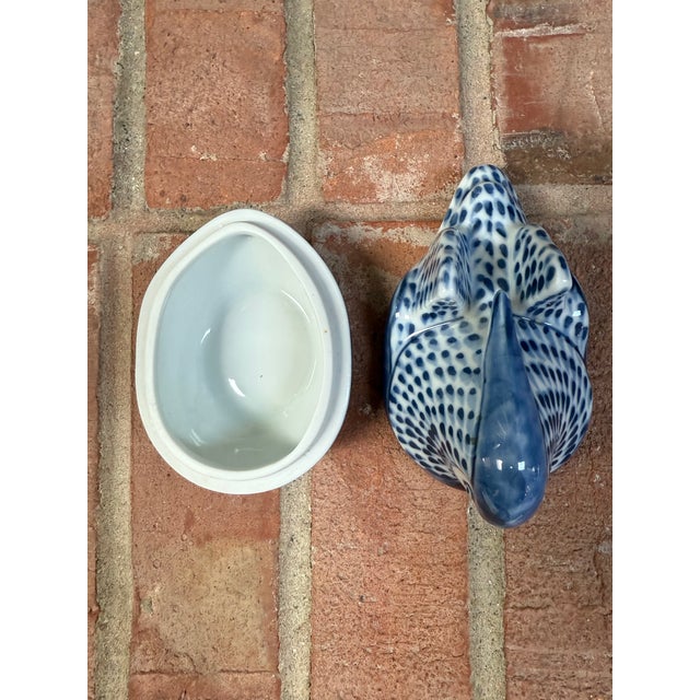 Fitz and Floyd Vintage Fitz and Floyd Blue & White Porcelain Wood Duck Trinket Box For Sale - Image 4 of 5