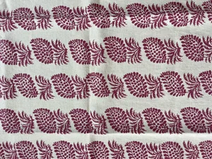 Raoul Textile "Sadie" in Berry, Hand Printed on Natural Belgian Linen. 3-1/2 Yards New and Knit Backed.