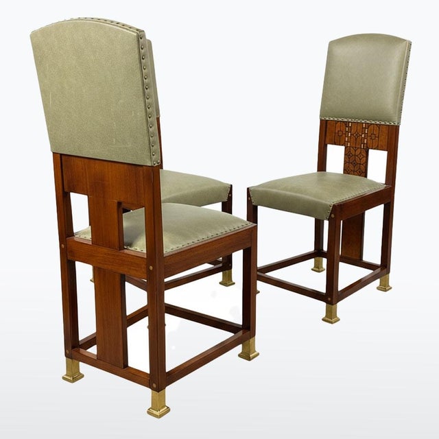 Vienna Secession Art Nouveau Chairs with Inlay, 1900s, Set of 4 For Sale - Image 4 of 13