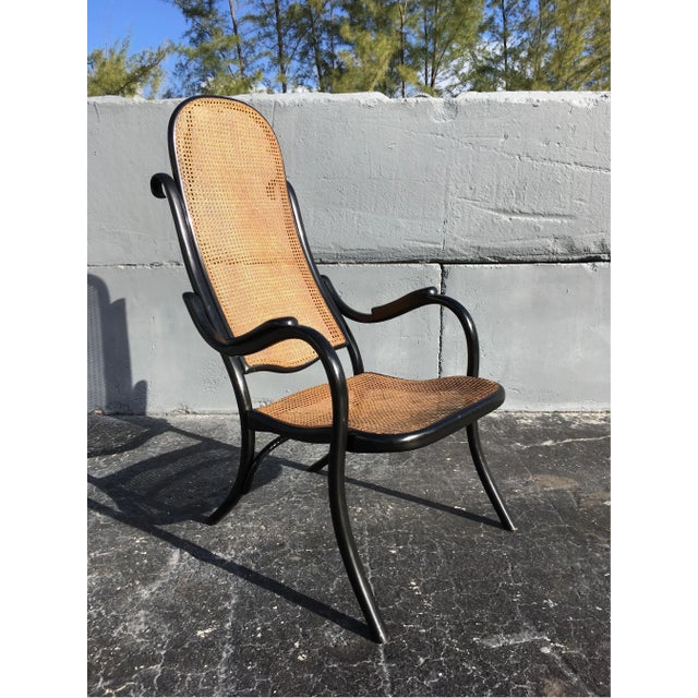 Late 19th Century Late 19th Century Thonet Black Cane High Back Armchair For Sale - Image 5 of 13