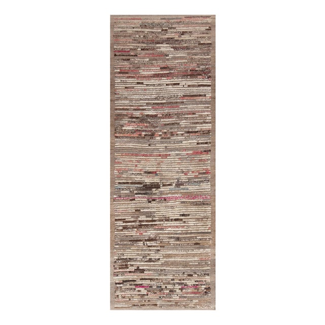 Artistic Wool Modern Contemporary Abstract Hall Runner Rug For Sale