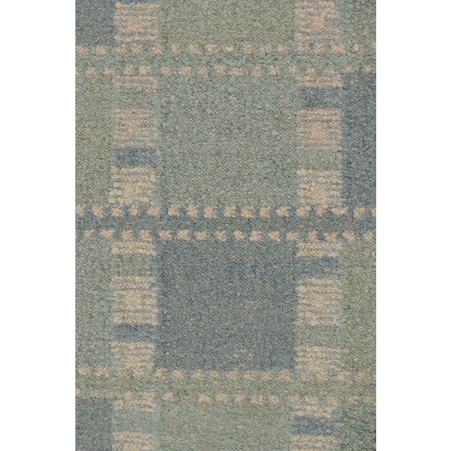 Kelly Green Contemporary Scandinavian Style Geometric Wool Rug, by Rug & Kilim, India For Sale - Image 8 of 10