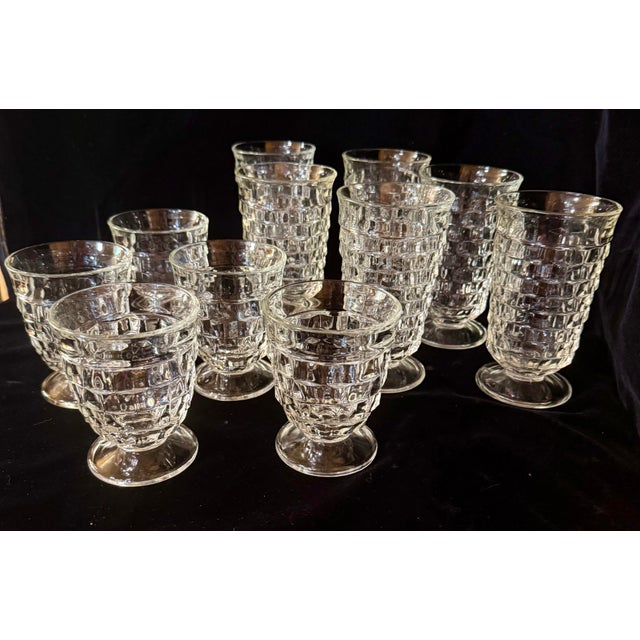 Mid 20th Century Indiana Glass Colony Whitehall Cubist Glasses - Set of 11 For Sale - Image 10 of 12