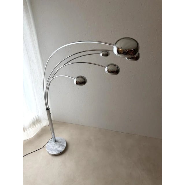 Vintage 5-Arm Arc Lamp in Chrome and Marble, 1970s For Sale - Image 11 of 13