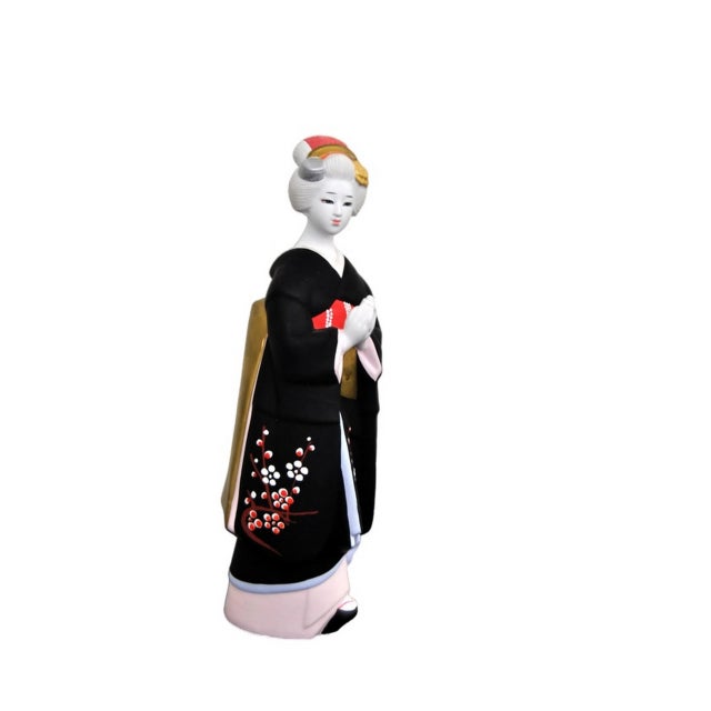 Authentic Japanese Bisque Bijinga Woman in Kimono Hakata Ningyo Figurine For Sale - Image 11 of 11
