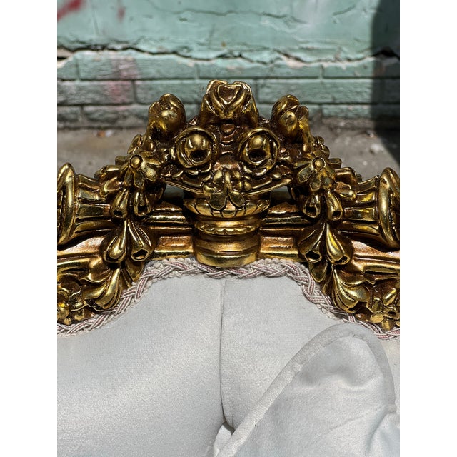 French 1960s Louis XV 3 Piece Gold Leaf Wood Salon Sofa Set Settee Set For Sale - Image 3 of 9