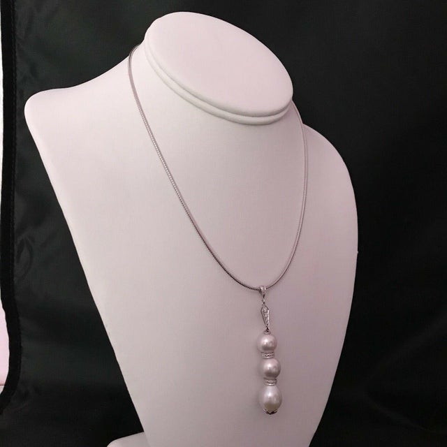 2010s Diamond South Sea Pearl Necklace 14k Gold Italy Certified For Sale - Image 5 of 10