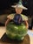1940s Italian Neiman Marcus Horchow Ceramic Green Pepper Lady Covered Jar For Sale - Image 11 of 12